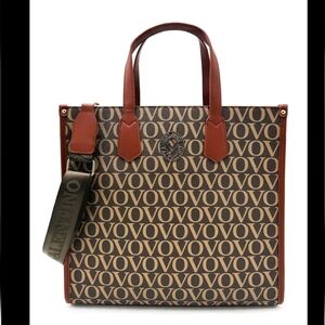 Valentino Orlandi Brown and Tan Logo Tote